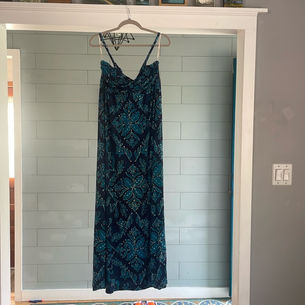 Indigo Flora Tambour Strapless Dress